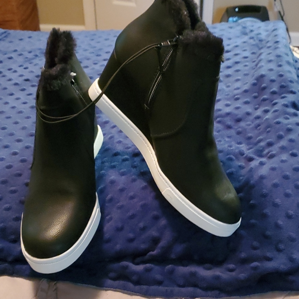 NEW black wedge bootie sneakers